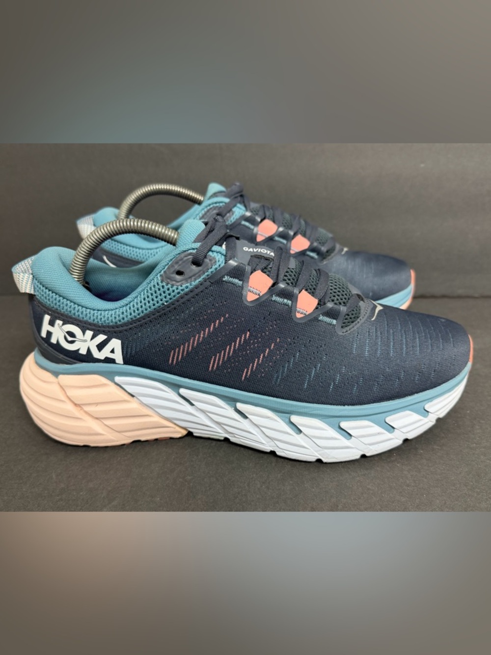Hoka One One Gaviota 3 Women's 9.5 B Ombre Blue Rosette Running Sneaker Shoe EUC - Picture 4 of 11